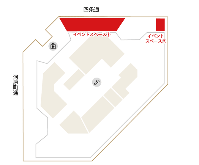 イベントスペース①約100㎡、イベントスペース②約18㎡ 4m×4.5m